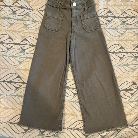 Zara Girls Pants Wide Leg Jeans Sage Green Size 7. - Picture 2 of 5
